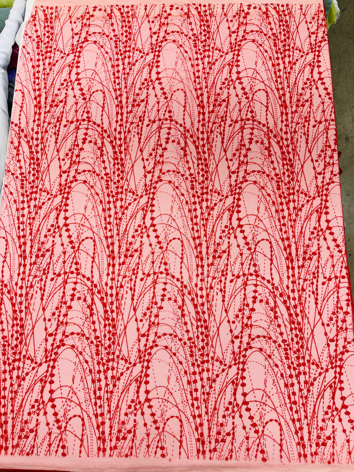 Galaxy Glitter Design Mesh Lace Polyester Fabric - Glitter Galaxy Pattern, 52-54" Width (1 Yard)