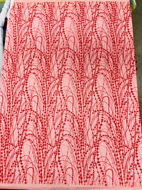 Galaxy Glitter Design Mesh Lace Polyester Fabric - Glitter Galaxy Pattern, 52-54" Width (1 Yard)
