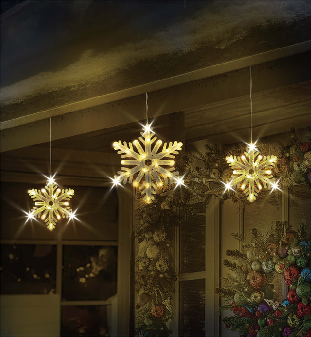 10 Count Twinkling Warm White Snowflake Icicle Lights