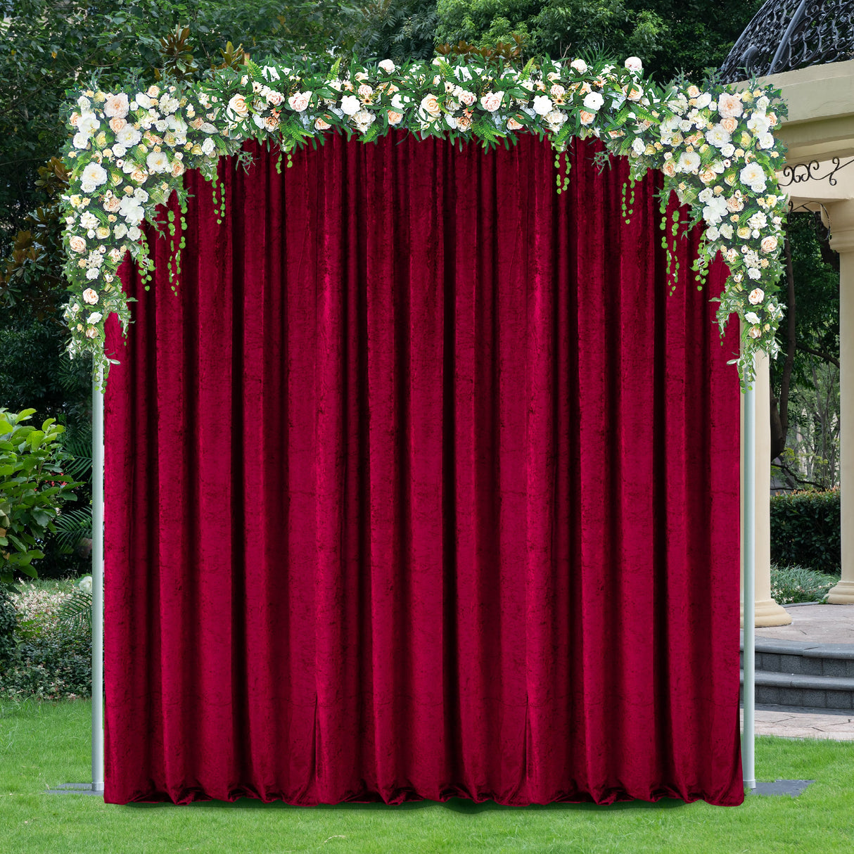 Velvet Backdrop Drape Panel 14 ft x 57 in Burgundy