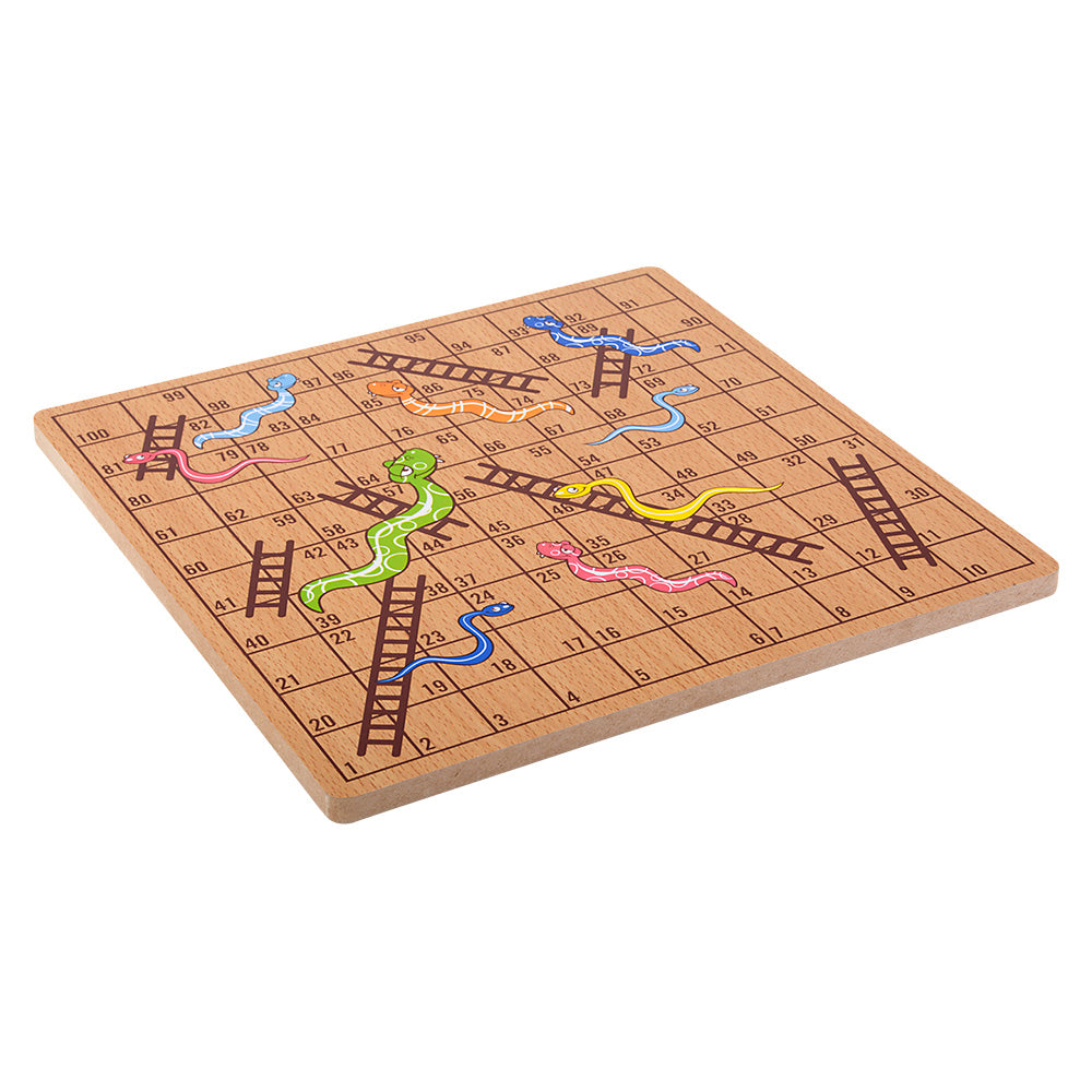 Wooden Snakes and Ladders Game (10" Box)
