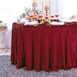 Round Velvet Tablecloth 120" Burgundy