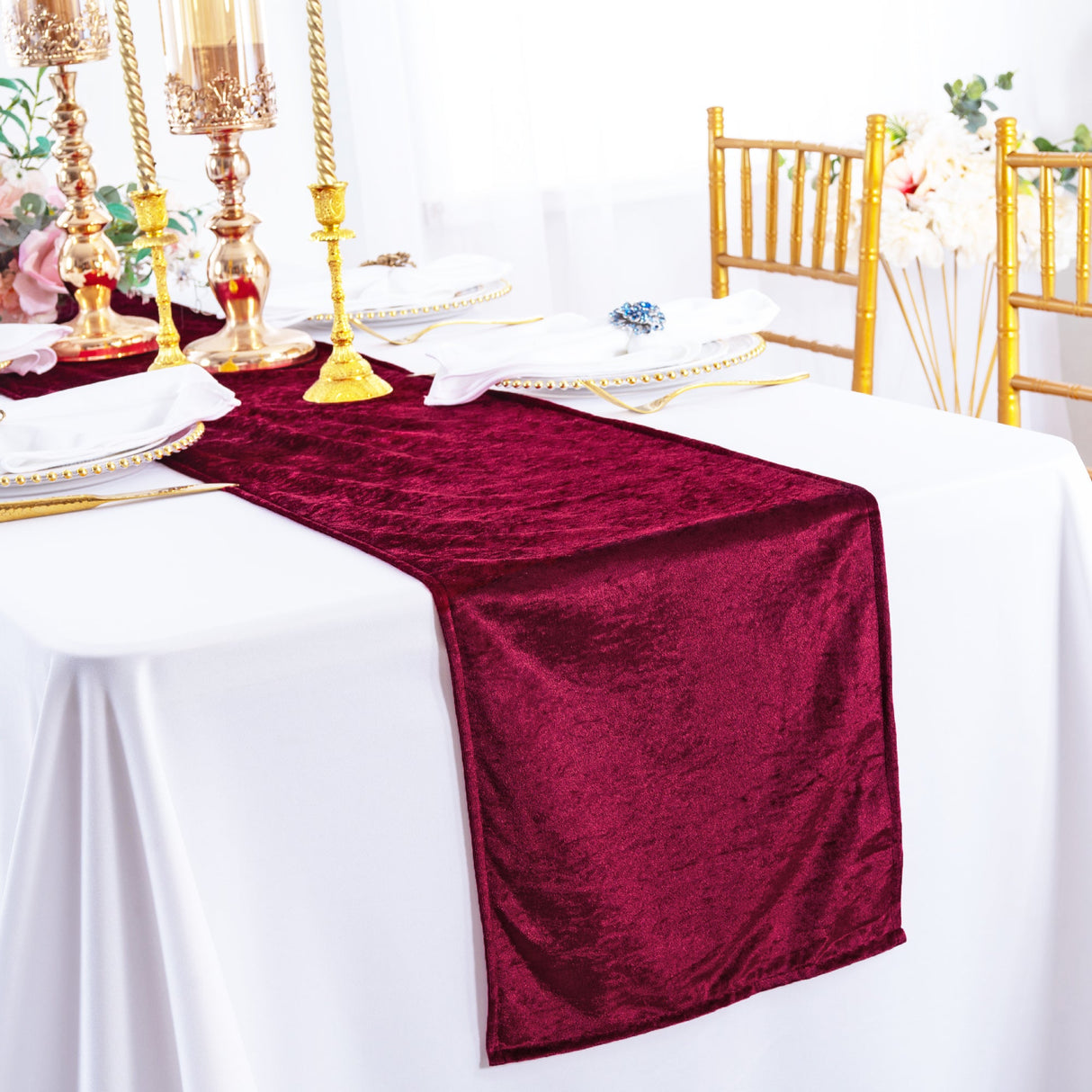 Velvet Table Runner 13x108 Burgundy