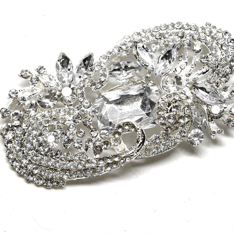 Rhinestone Brooch Exotic Floral 4 x 2
