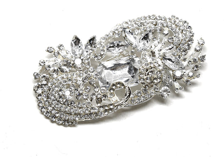 Rhinestone Brooch Exotic Floral 4 x 2