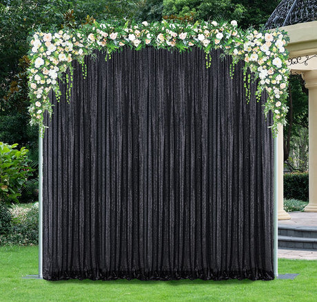 Sequin Backdrop Drape Panel Black