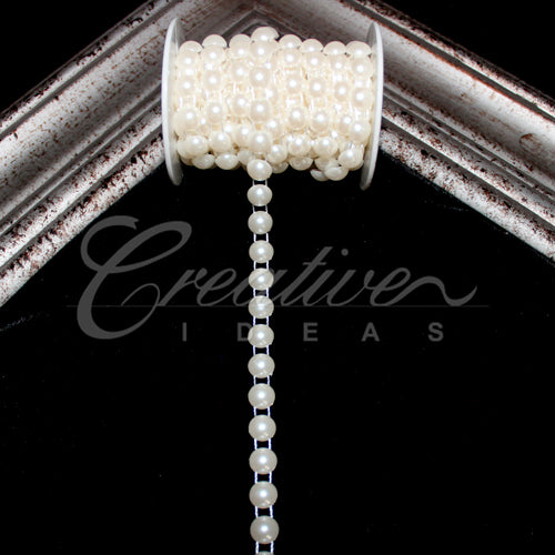 10Mm Half Round Pearls String-5 Yds (Ivory)