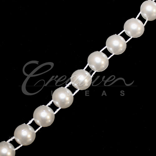 10Mm Half Round Pearls String-5 Yds (White)