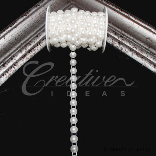 10Mm Half Round Pearls String-5 Yds (White)