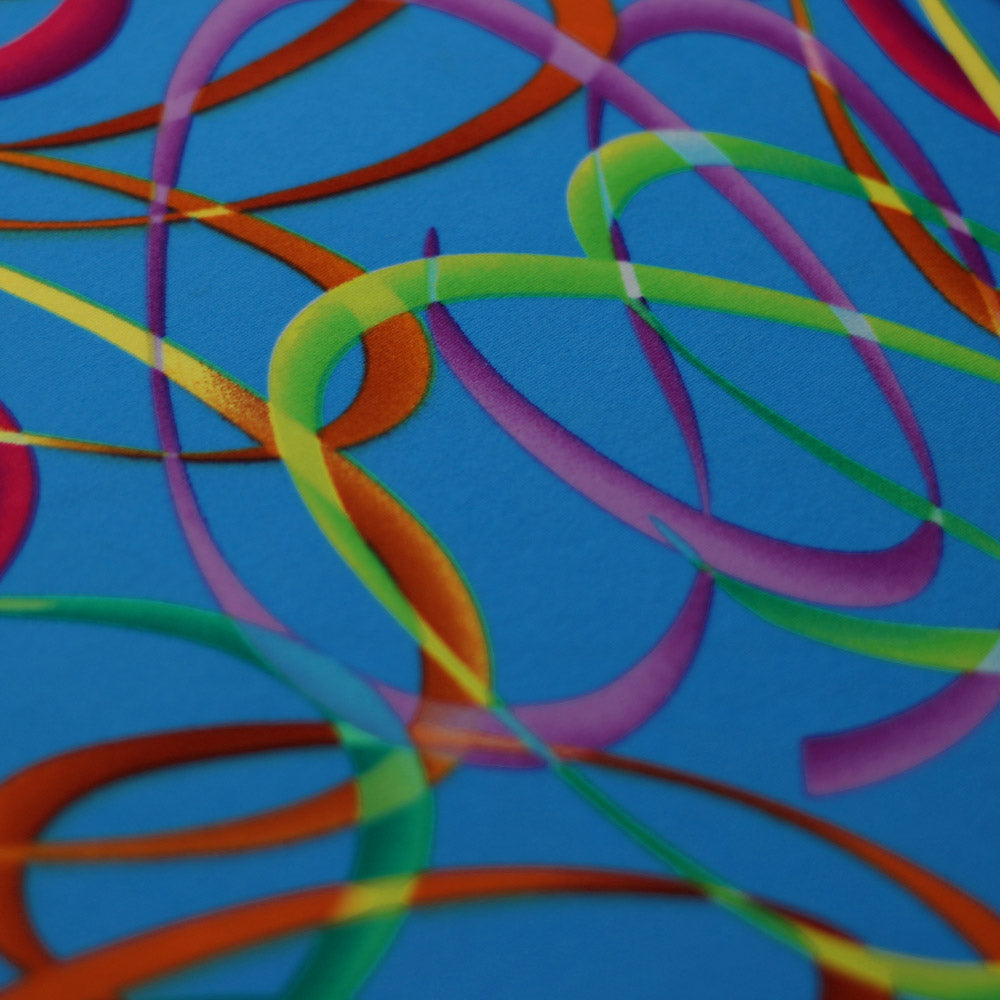 Wild Confetti Nylon Spandex Fabric - Multicolor Rainbow Crescent Print, 58-60" Width (1 Yard)
