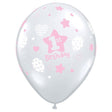 Girls 1st Birthday Latex Balloons 11 Inch