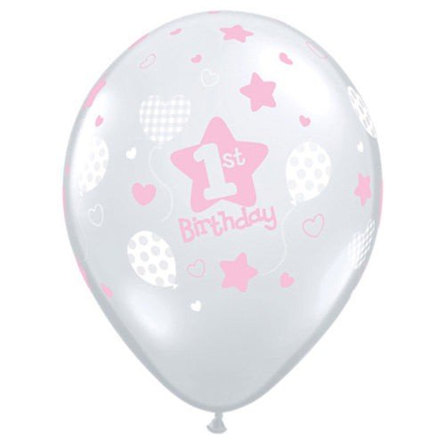 Girls 1st Birthday Latex Balloons 11 Inch