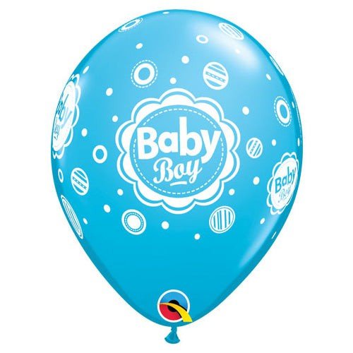 Baby Boy Dots Latex Balloons 11 Inch 6 Pack