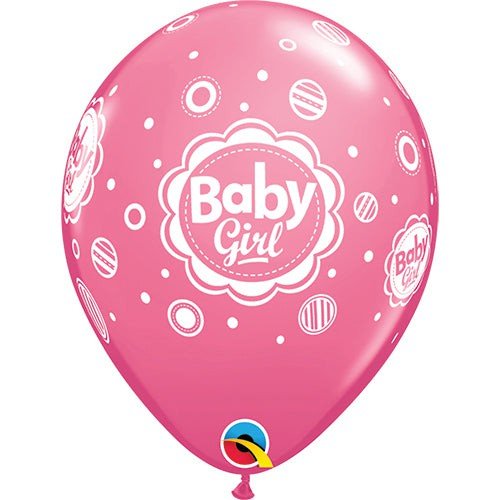 Baby Girl Dots Latex Balloons 6 Pack