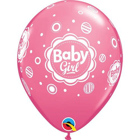 Baby Girl Dots Latex Balloons 6 Pack