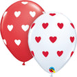 Latex Balloons Big Hearts White & Red