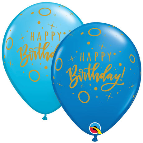 Latex Balloons Birthday Dots & Sparkles Blue