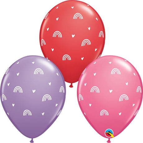 Latex Balloons 11 Inch Boho Rainbows & Hearts