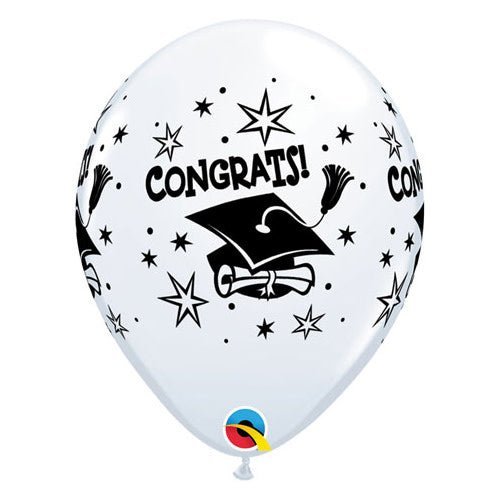 Latex Balloons Congrats! Cap White