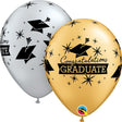 Graduation Latex Balloons Silver & Gold