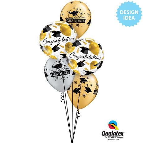 Graduation Latex Balloons Silver & Gold