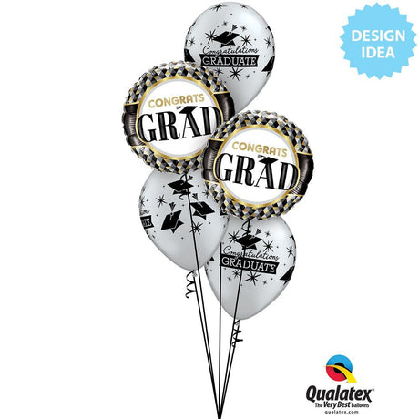Graduation Latex Balloons Silver & Gold