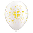 Latex Balloons Cross & Doves Wrap Pearl White Gold Ink