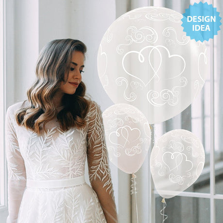 Latex Balloons Crossed Hearts 11 Inch