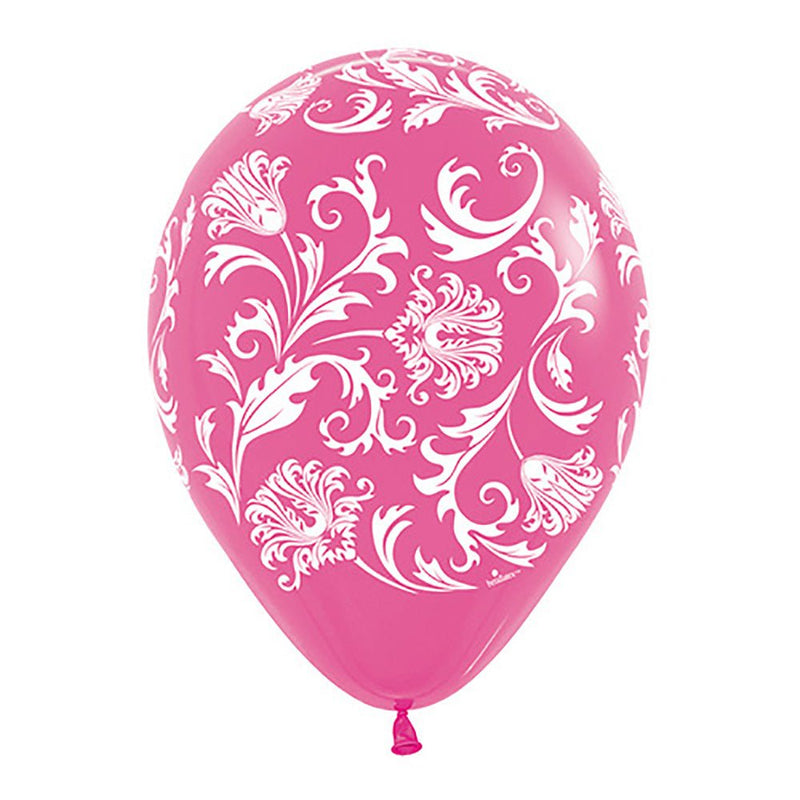 Latex Balloons Girls Fuchsia Damask 11 Inch