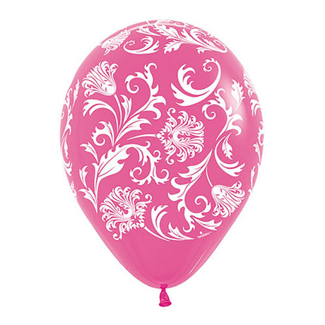 Latex Balloons Girls Fuchsia Damask 11 Inch