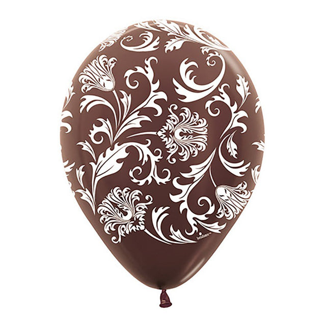 Latex Balloons Damask Metallic Chocolate
