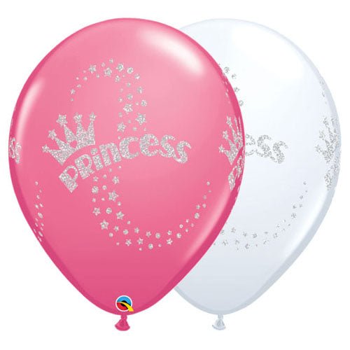 Latex Balloons Girls Glitter Princess Wrap White & Rose