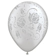 Latex Balloons Glitter Roses-A-Round Silver
