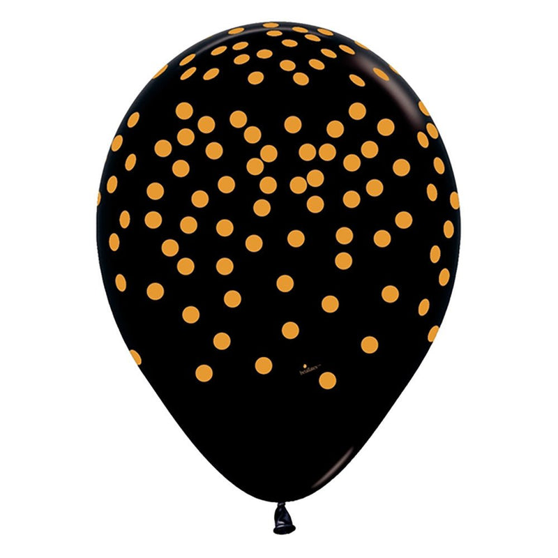 Latex Balloons Gold Confetti Black