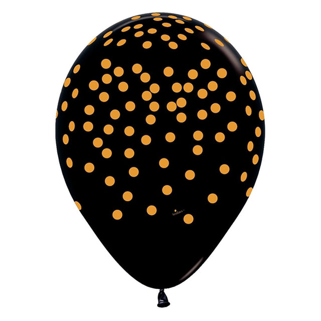 Latex Balloons Gold Confetti Black