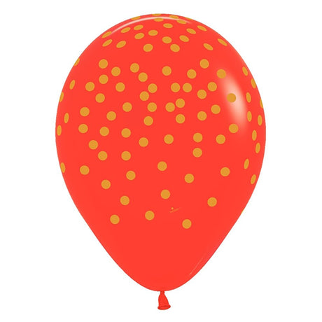 Latex Balloons 11 Inch Gold Confetti Red