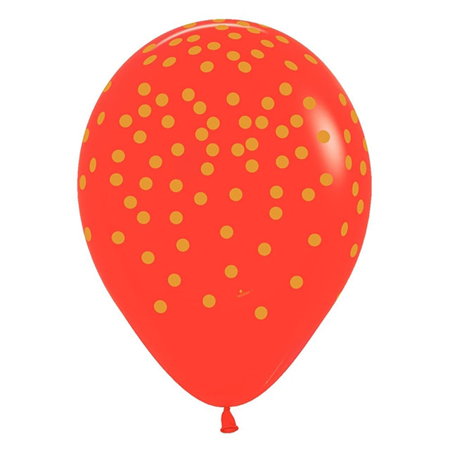 Latex Balloons 11 Inch Gold Confetti Red