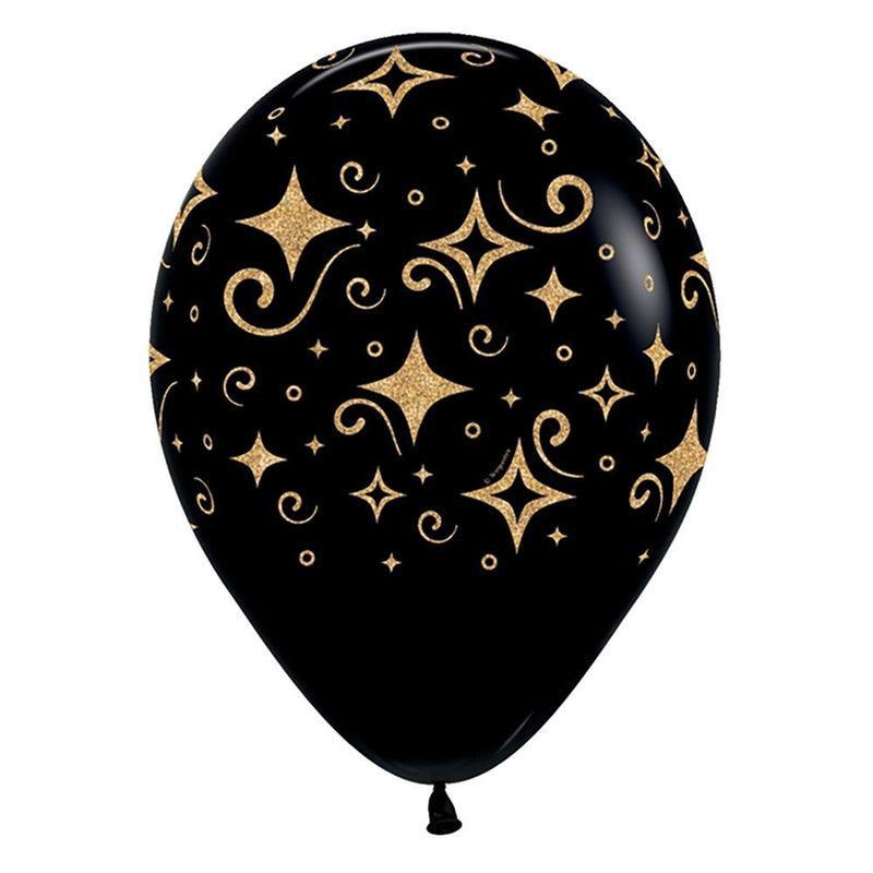 Latex Balloons Golden Diamonds Deluxe Black