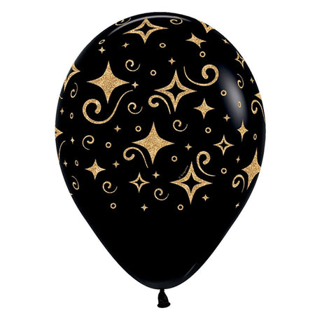 Latex Balloons Golden Diamonds Deluxe Black