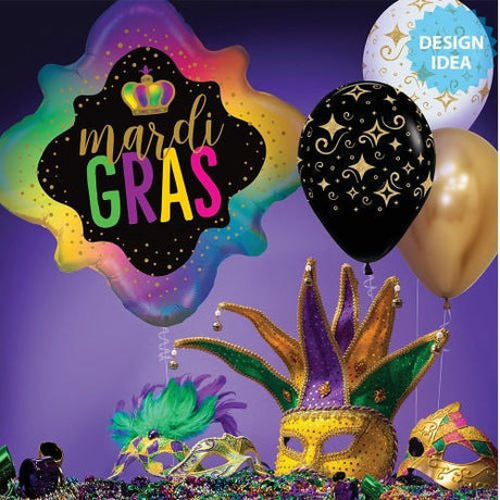 Latex Balloons Golden Diamonds Deluxe Black