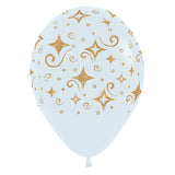 Latex Balloons 11 Inch Golden Diamonds Fashion White