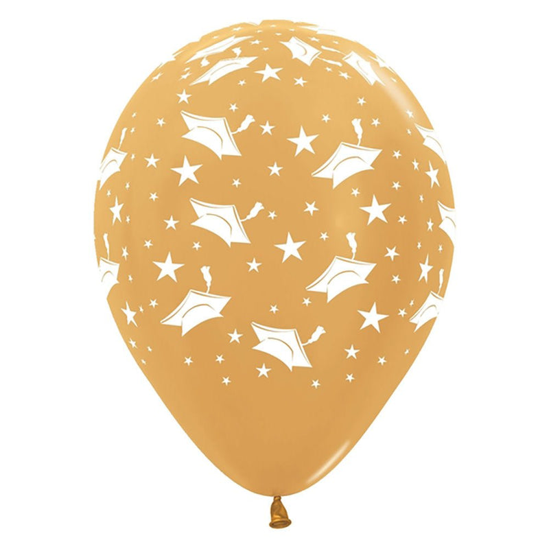 Graduation Metallic Gold Latex Balloons