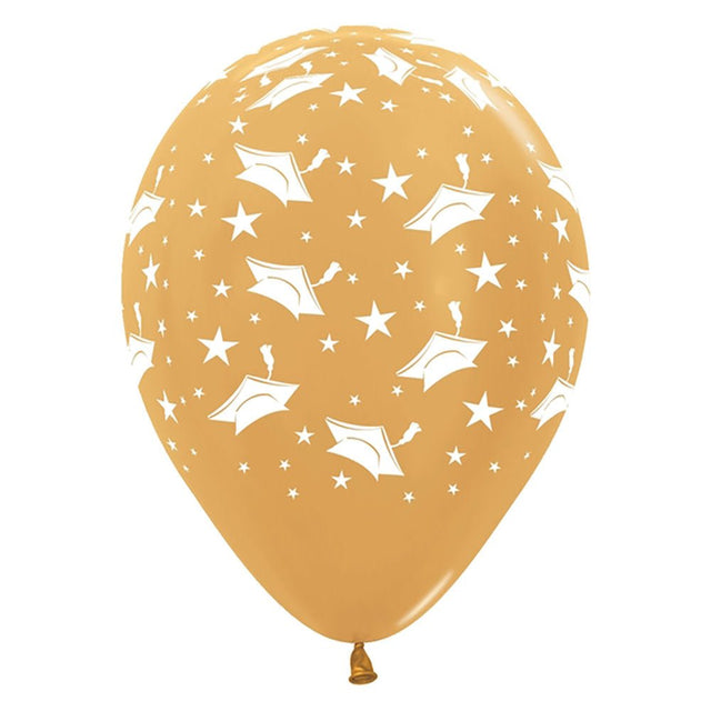 Graduation Metallic Gold Latex Balloons