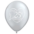 Anniversary Heart Silver Latex Balloons