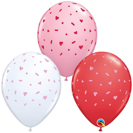 Latex Balloons Hearts & Sprinkles 11 Inch