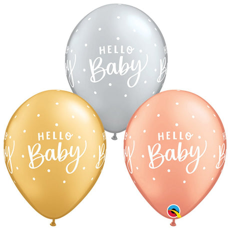 Latex Balloons Hello Baby Dots