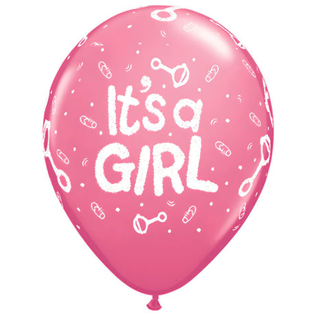 Girls 11 Inch It's A Girl Rattle Latex Balloons