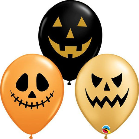 Halloween Latex Balloons Jack Faces Assorted