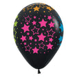 Latex Balloons Neon Bold Stars Deluxe Black