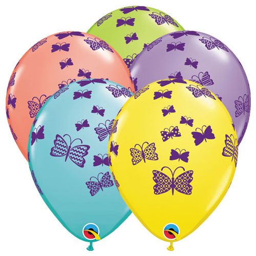 Latex Balloons Patterned Butterflies Rising